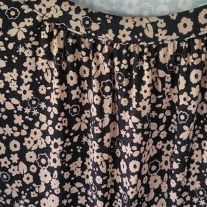 LOFT Black and Cream Smocked Shirt